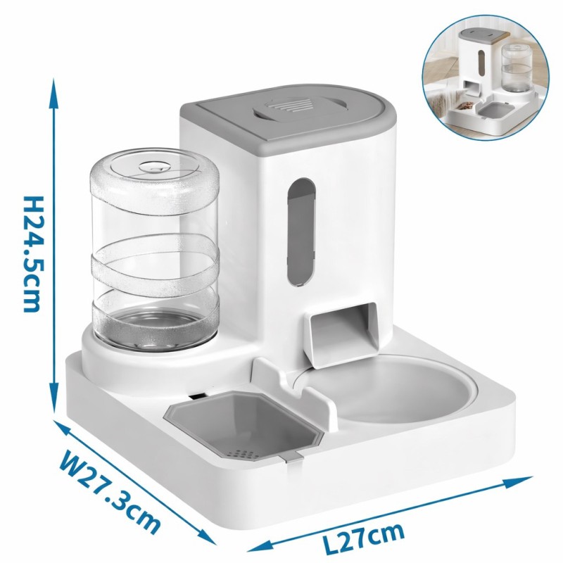Pet Food Dispenser 2 σε 1 Διανομέας Τροφής και Νερού για Γάτες 